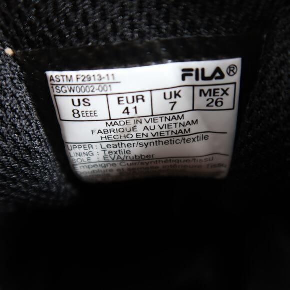 Fila Shoes Mens 8 Athletic Trainer Comfort Sneaker Black Leather Casual Active - Picture 7 of 12